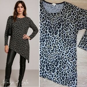 Laura Black and Gray Animal Print Long Sleeve Top